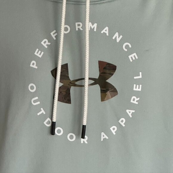 UA UNDER ARMOUR Atlas Green Logo Sweatshirt M | Funnel Neck Relaxed Camouflage - Picture 3 of 10